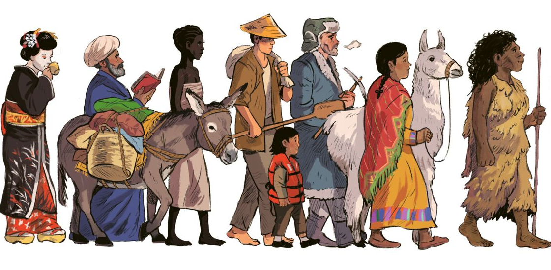 Illustratie uit het boek Onderweg