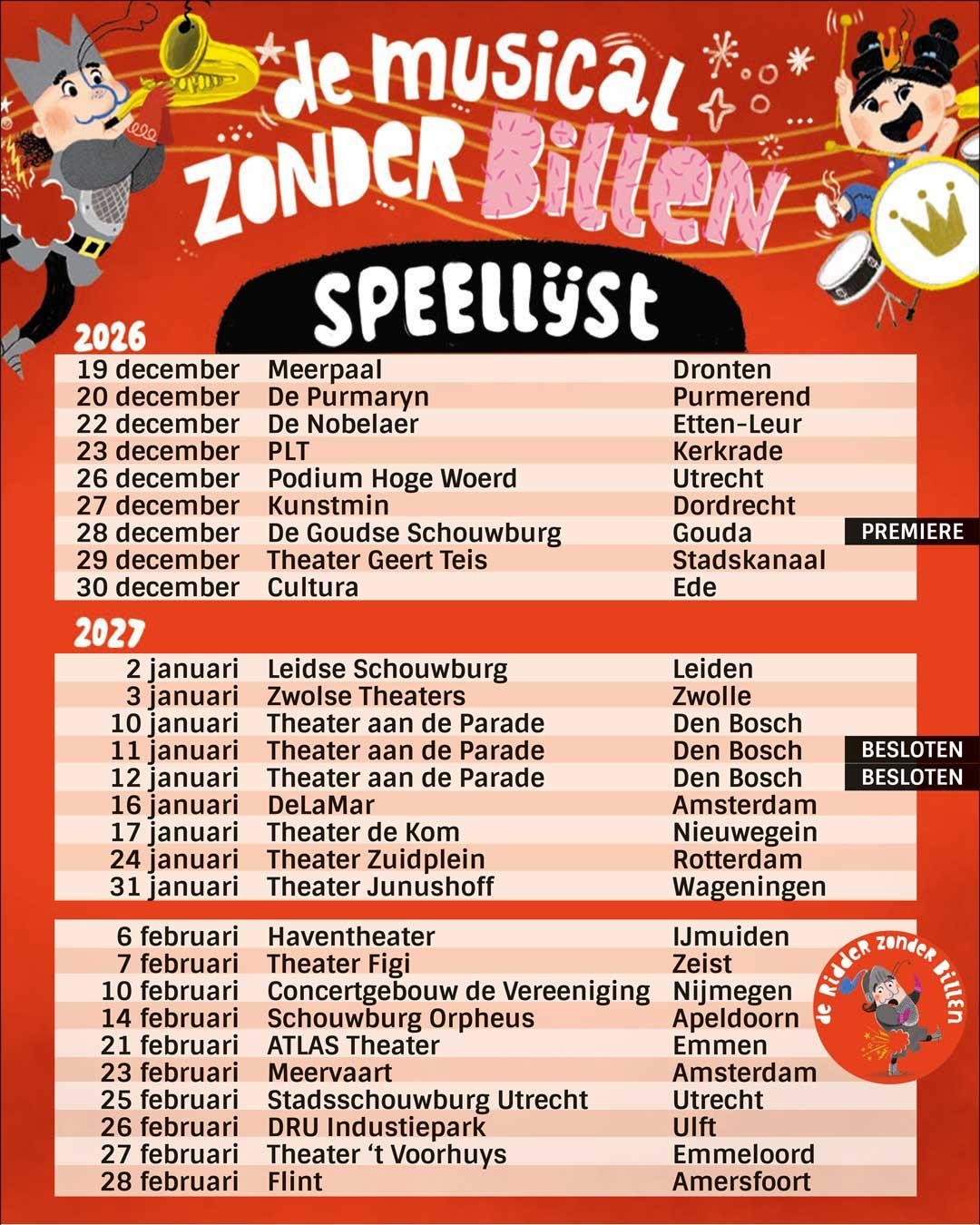 speellijst de musical zonder billen