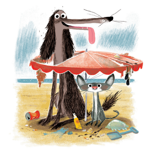 Tekening uit Stinkhond aan het strand